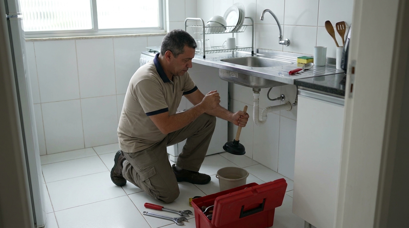 Desentupimento de pia residencial em São José dos Pinhais‑PR